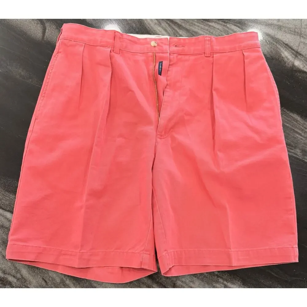 Vintage Polo Ralph Lauren Chino Shorts Mens 35 Coral Pink Pleated Summer